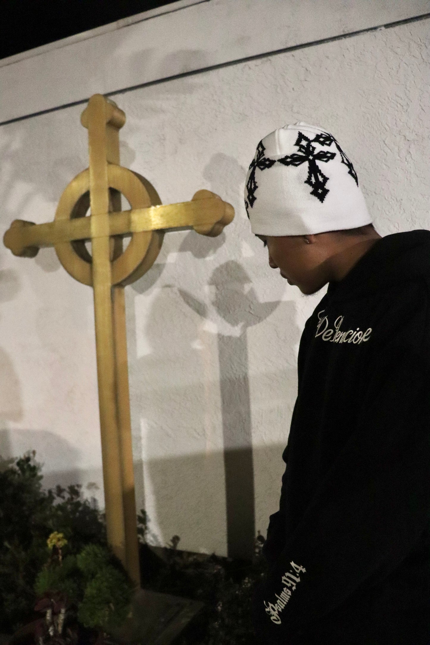 White Cross Beanie