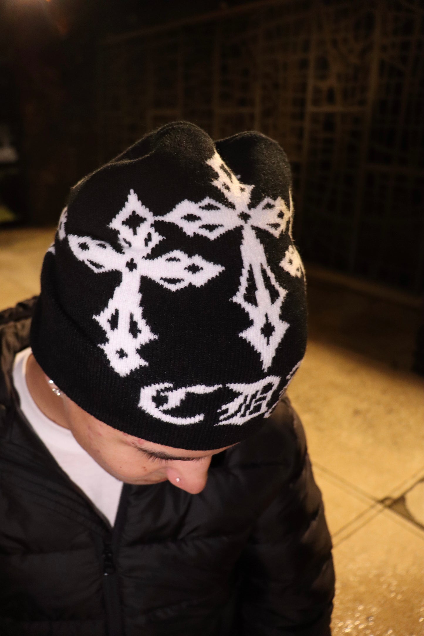 Black Cross Beanie