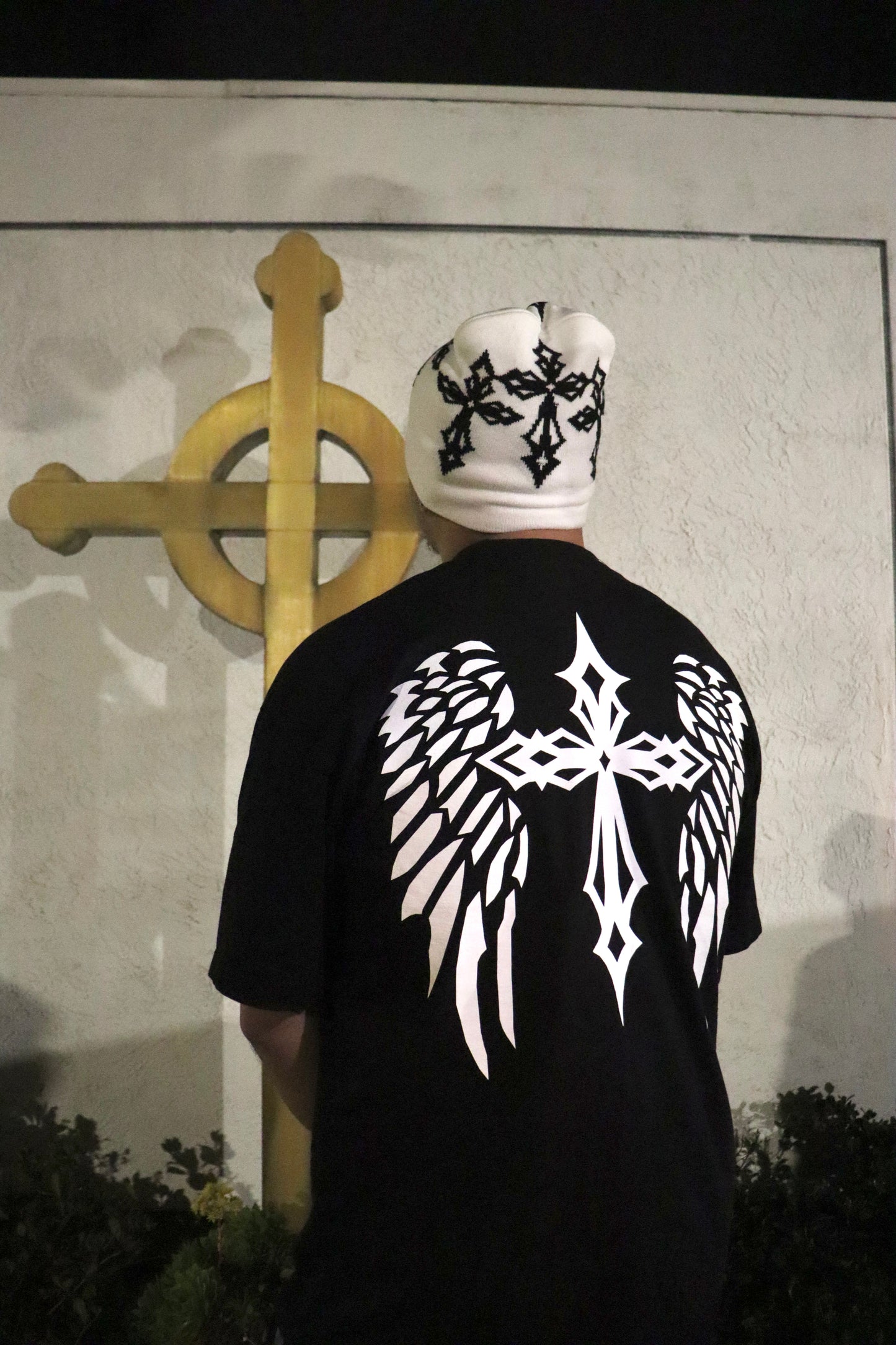 White Cross Beanie