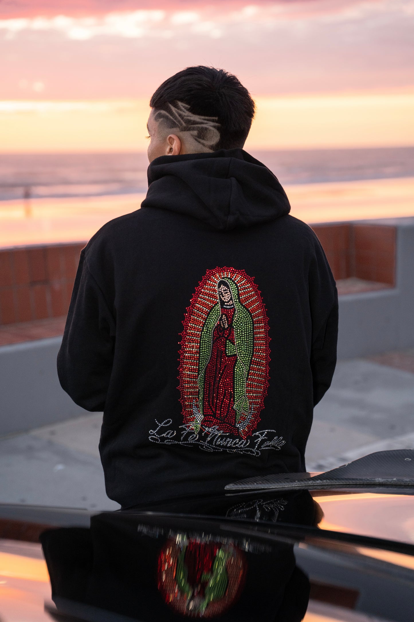 Virgencita Rhinestone Zip Ups & Hoodies