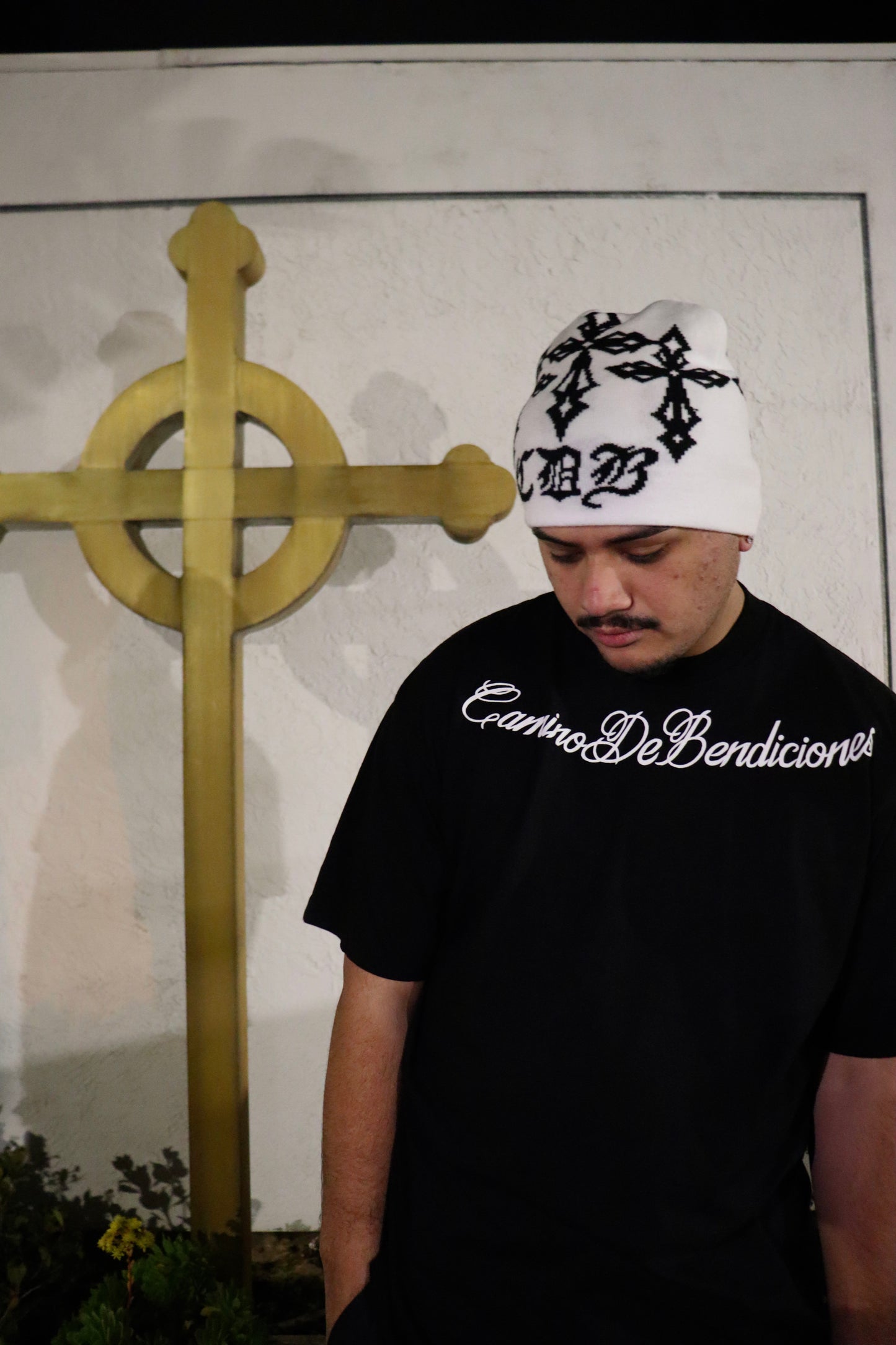 White Cross Beanie