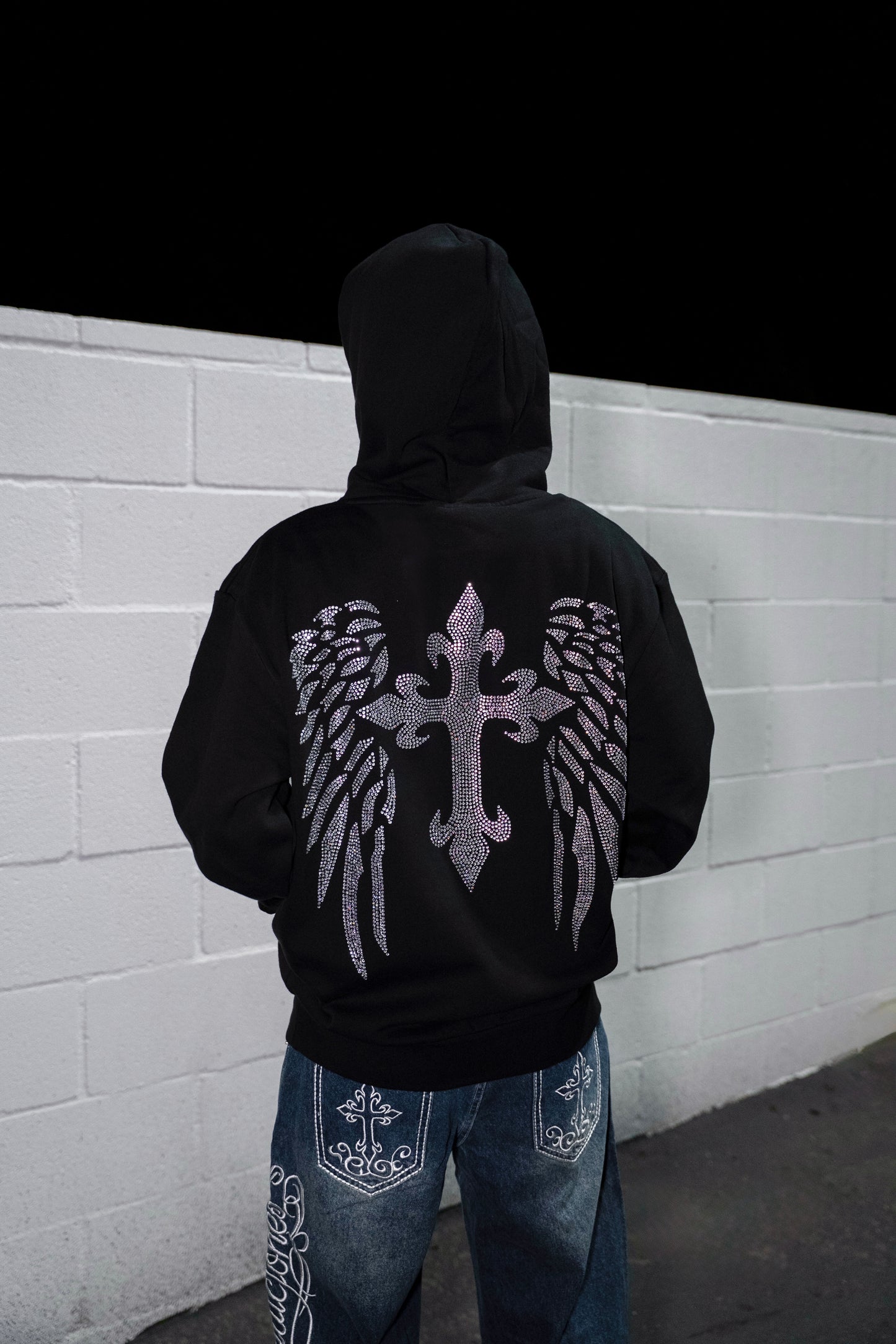 Cross Rhinestone Hoodies
