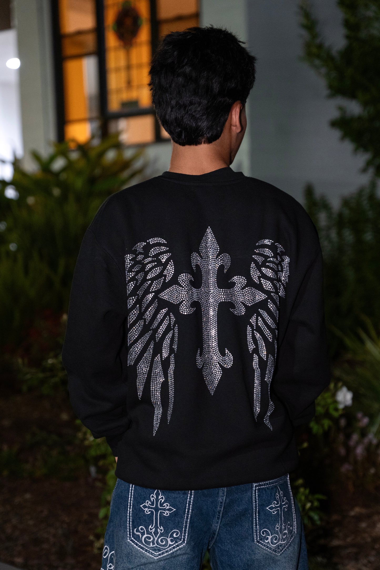 Cross Rhinestone Crewnecks