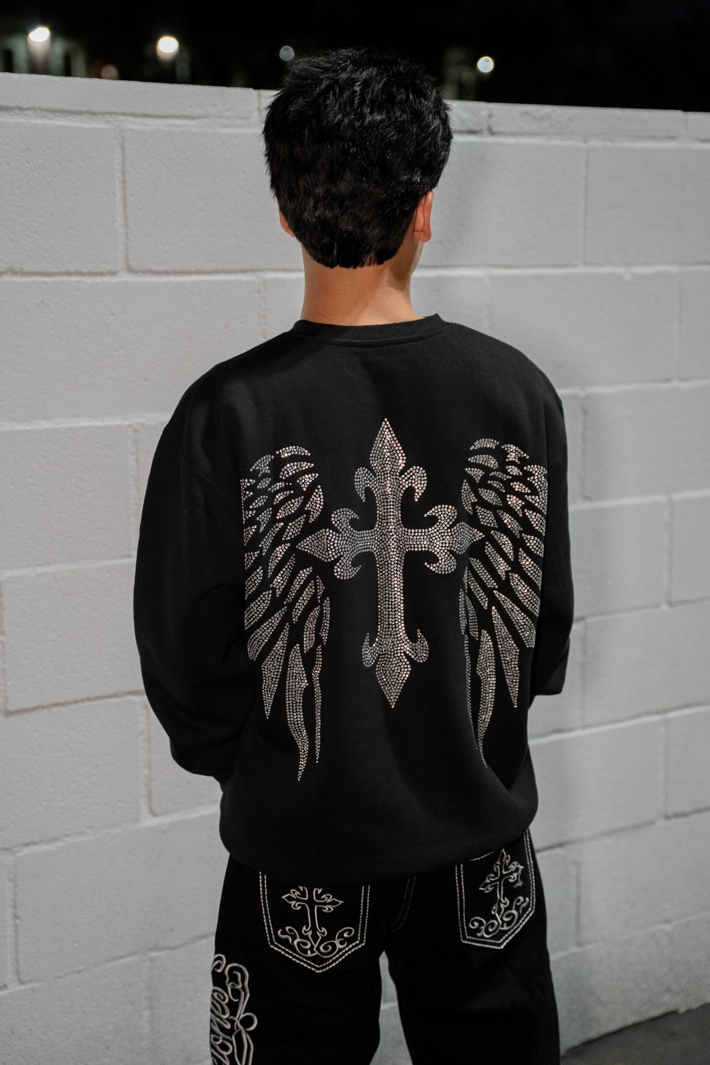 Cross Rhinestone Crewnecks
