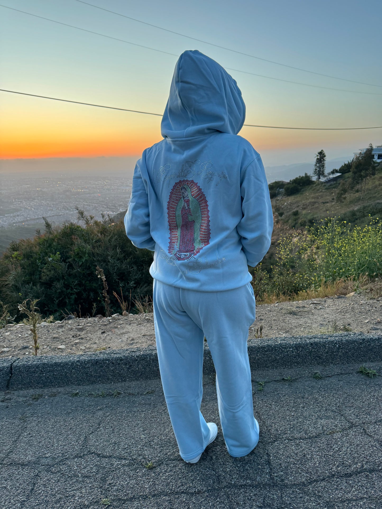 Virgencita Sweatpants Baby Blue