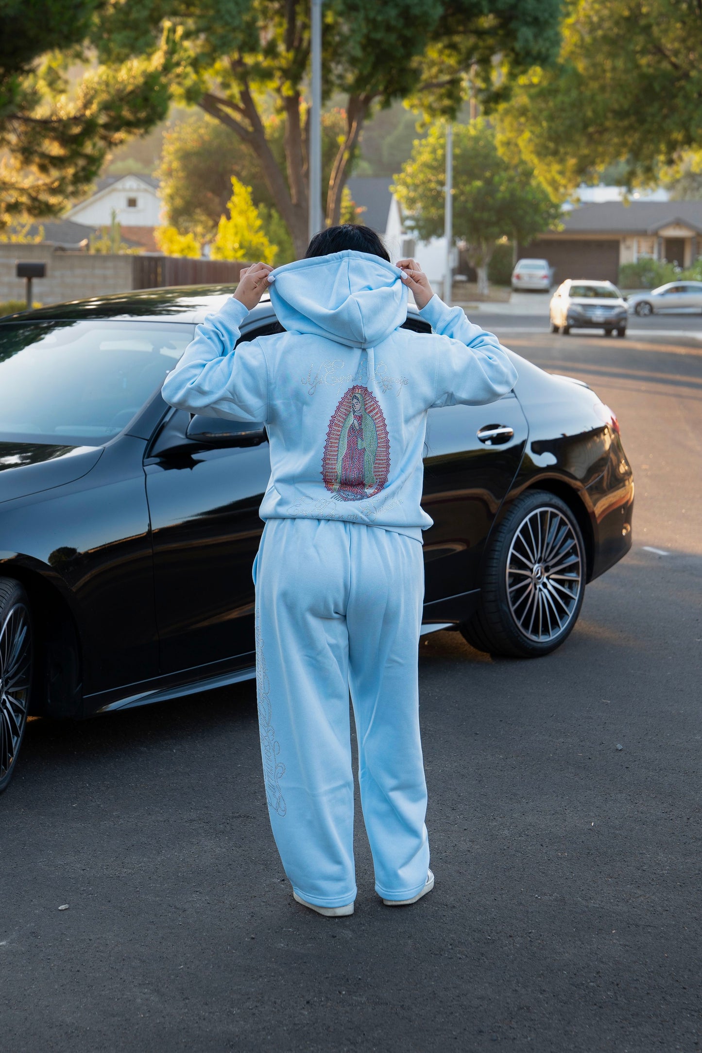 Virgencita Sweatpants Baby Blue