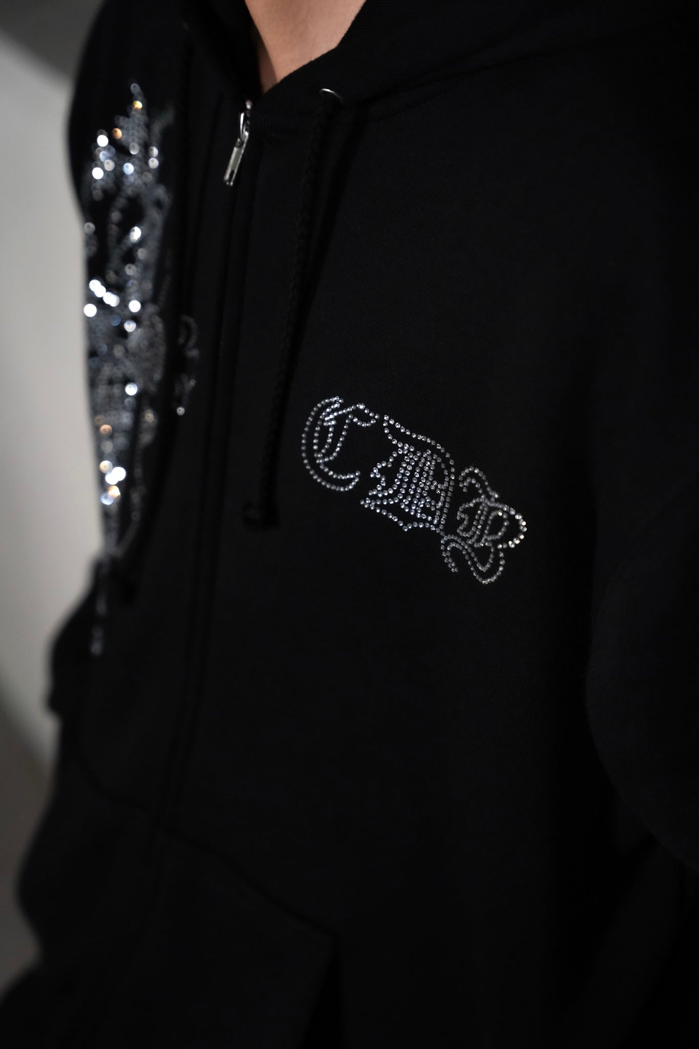 Three Crosses Rhinestone Zip Up