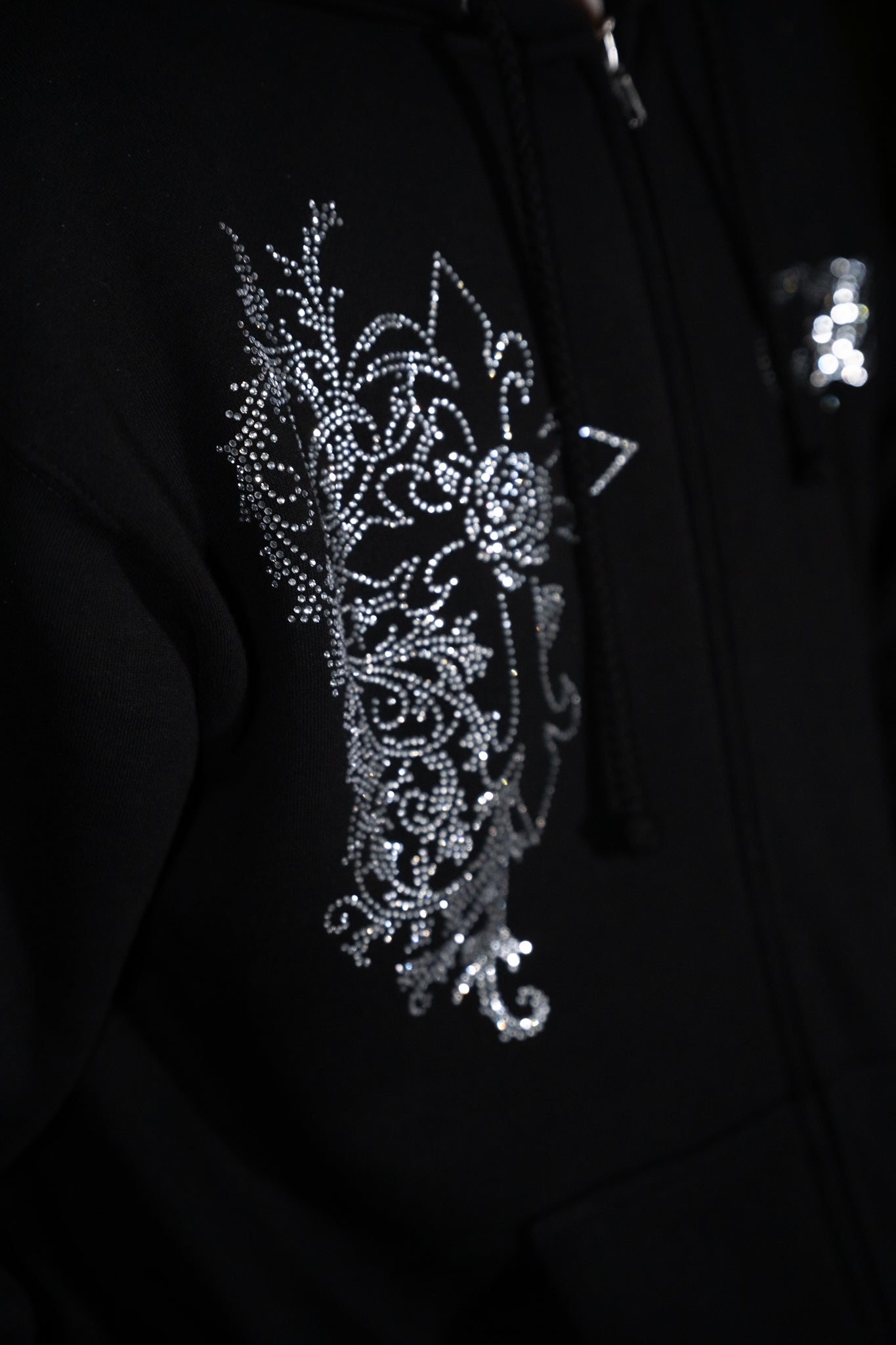 Three Crosses Rhinestone Zip Up