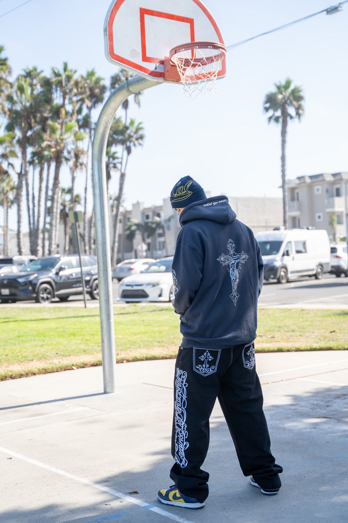 Three Crosses Rhinestone Zip Up