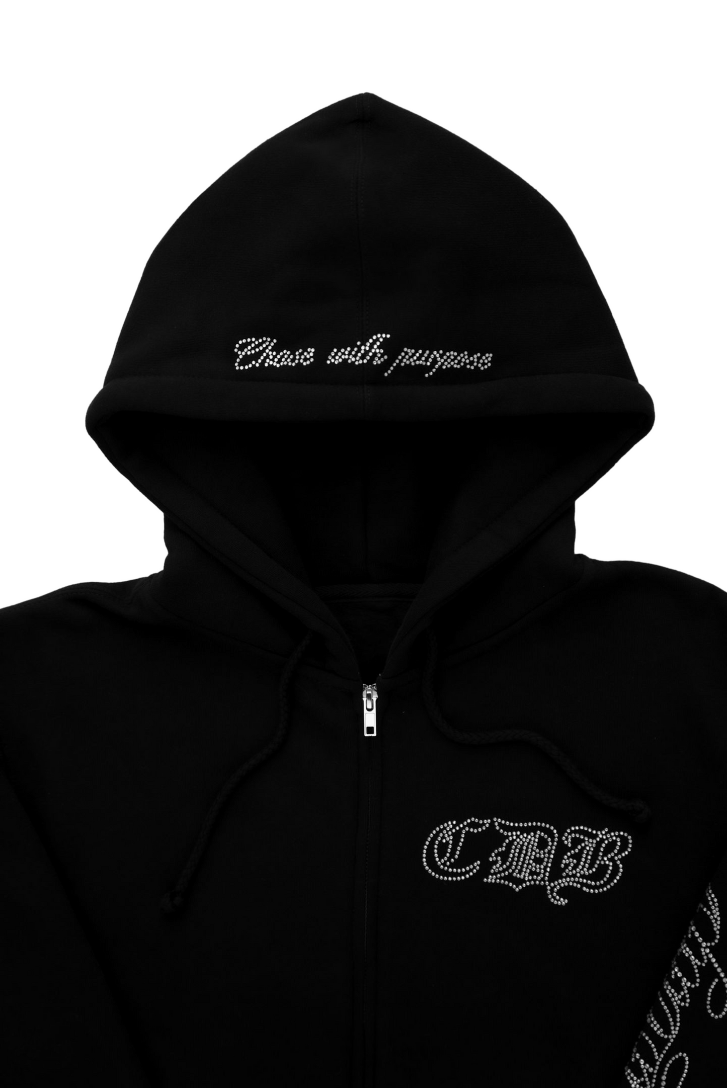 Crucifix Rhinestone Zip Up