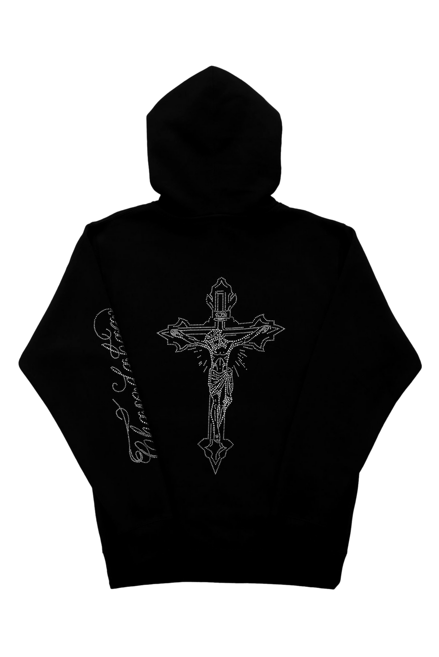 Crucifix Rhinestone Zip Up
