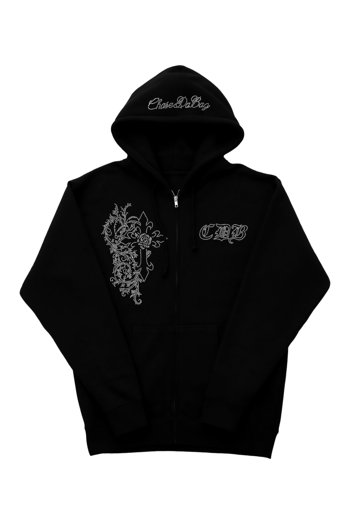 Three Crosses Rhinestone Zip Up