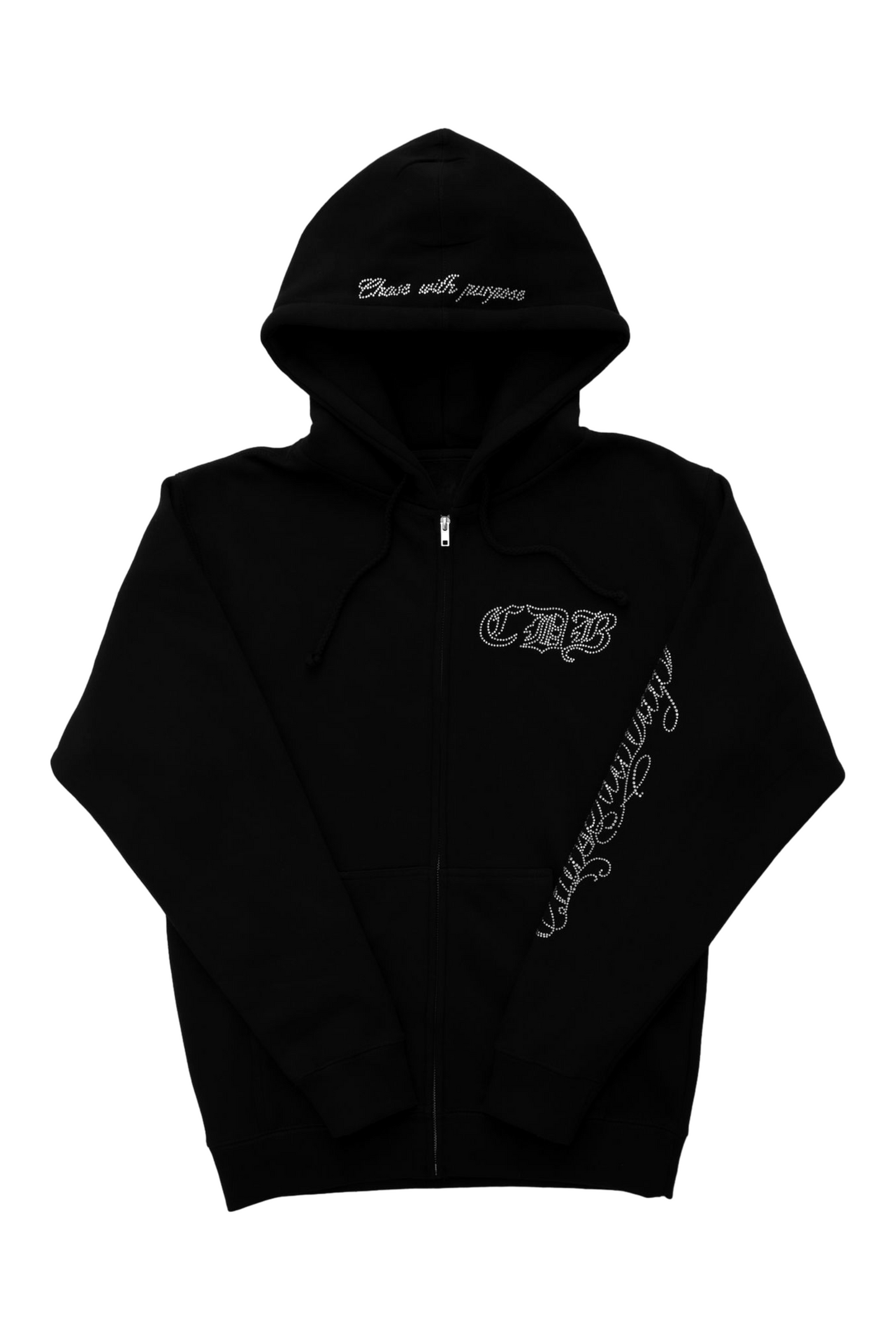 Crucifix Rhinestone Zip Up