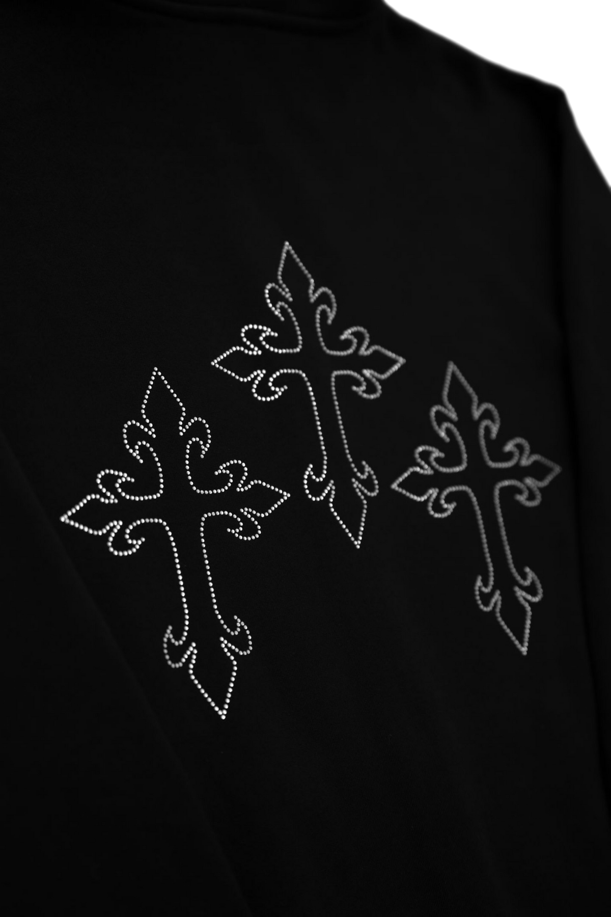 Three Crosses Rhinestone Zip Up