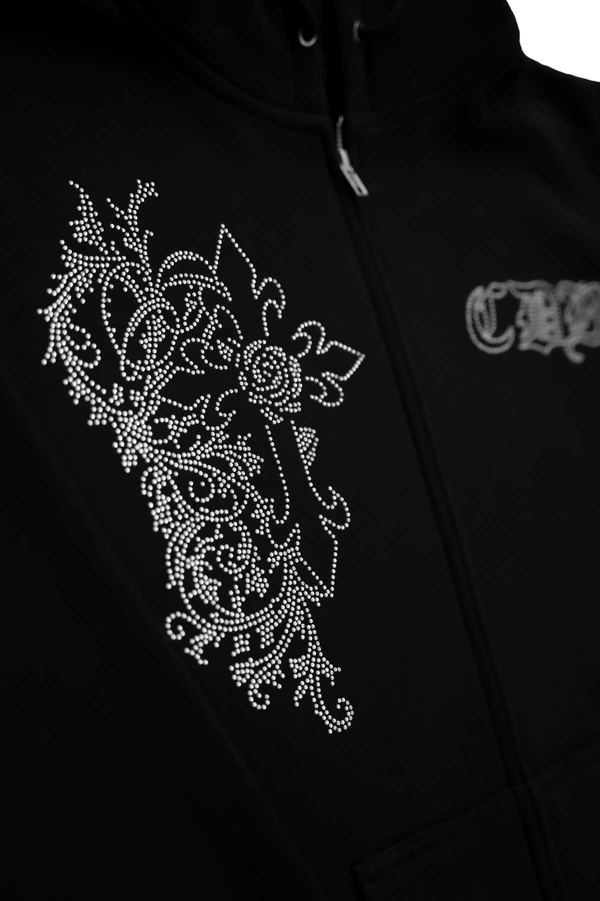Three Crosses Rhinestone Zip Up